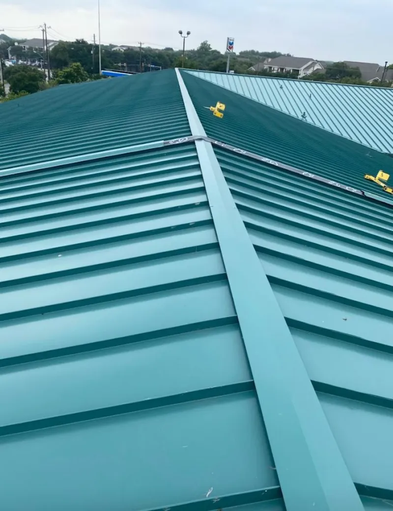 Green commercial metal roof ridge and valley for Metal Roof Repair in Christiansburg